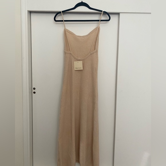 YURIKA MIDI DRESS - KNIT OPEN BACK DRESS IN NATURAL Size 2 - Picture 6 of 11